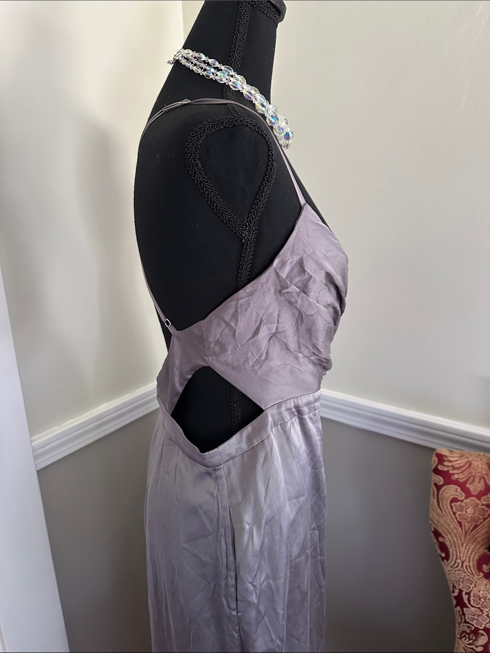 FAME AND PARTNERS The Armelle Wide Leg Shimmery Silver JUMPSUIT MID GREY(Z) - Picture 6 of 14